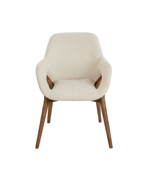 Silla con reposabrazos en nogal/beige - 11x57x64 cm