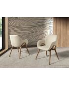 Stuhl mit Armlehnen Nussbaum/Beige - 11x57x64 cm