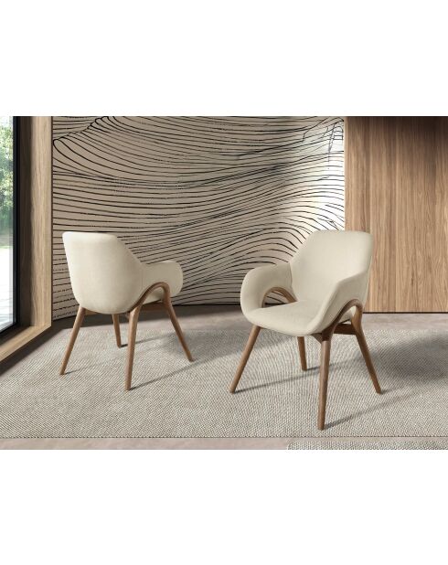 Silla con reposabrazos en nogal/beige - 11x57x64 cm