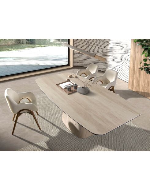 Chaise avec accoudoirs  noyer/beige - 11x57x64 cm