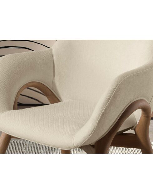 Stuhl mit Armlehnen Nussbaum/Beige - 11x57x64 cm