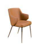 Sedia in ecopelle con braccioli marrone/acciaio - 7x51x56 cm