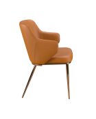 Sedia in ecopelle con braccioli marrone/acciaio - 7x51x56 cm