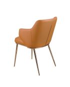 Sedia in ecopelle con braccioli marrone/acciaio - 7x51x56 cm