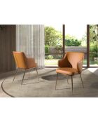 Sedia in ecopelle con braccioli marrone/acciaio - 7x51x56 cm