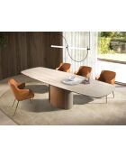 Sedia in ecopelle con braccioli marrone/acciaio - 7x51x56 cm