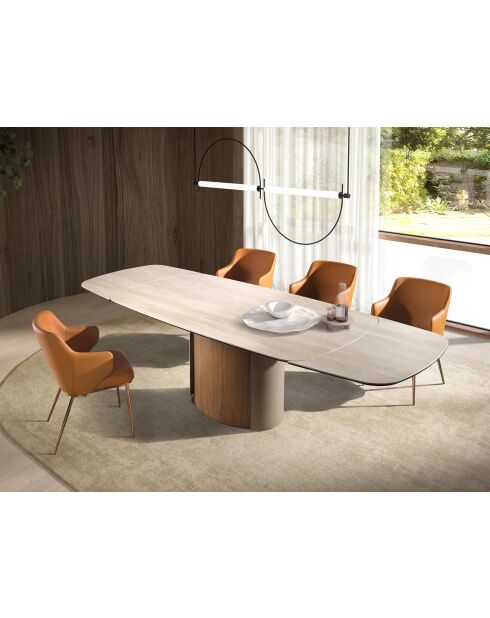 Stuhl aus Kunstleder mit Armlehnen braun/stahl - 7x51x56 cm