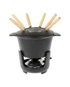 Fondue-Set aus schwarzem emailliertem Gusseisen - 6 Personen