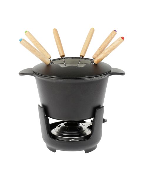 Service à fondue en Fonte d'acier émaillée noir - 6 personnes
