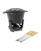 Fondue-Set aus schwarzem emailliertem Gusseisen - 6 Personen