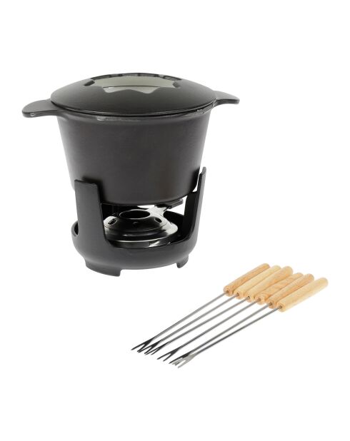 Service à fondue en Fonte d'acier émaillée noir - 6 personnes
