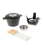 Fondue-Set aus schwarzem emailliertem Gusseisen - 6 Personen