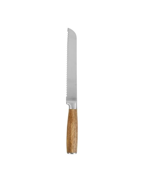 Coltello da pane in acciaio inossidabile con manico in acacia FSC