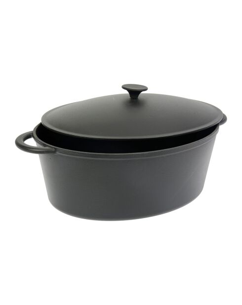 Zwarte ovale geëmailleerde gietijzeren braadpan - 9 L