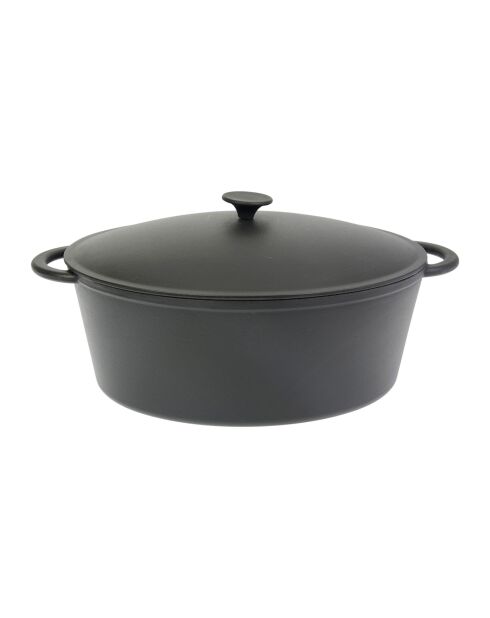 Zwarte ovale geëmailleerde gietijzeren braadpan - 9 L