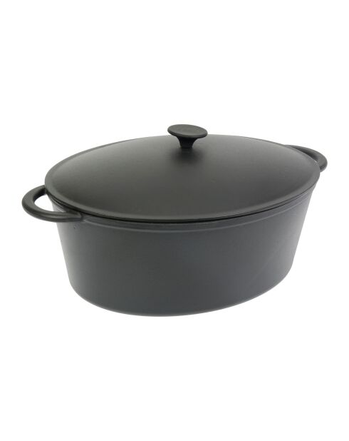 Zwarte ovale geëmailleerde gietijzeren braadpan - 9 L