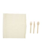 Set di 3 posate in betulla con tovagliolo di carta