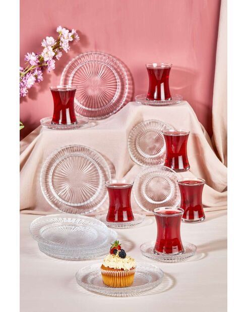 Service à thé transparent - 18 pièces