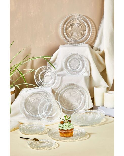 Service à thé transparent - 12 pièces