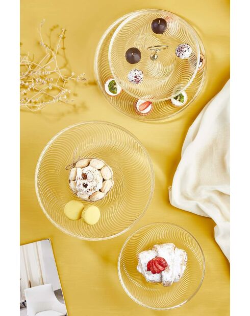 Set di 3 piatti trasparenti per la presentazione degli alimenti