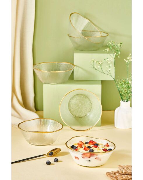 Ensemble de 6 bols transparents - D.15 cm