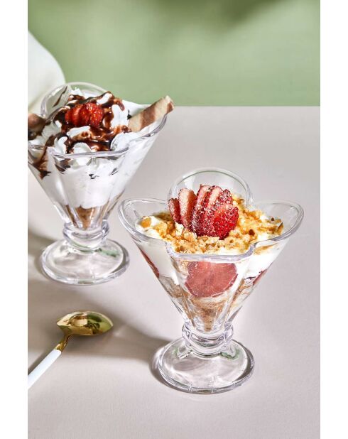 Lot de 2 coupes à glace en verre transparentes - 180 ml