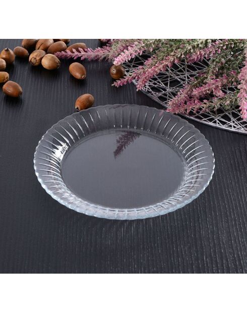 6 piatti in vetro trasparente - D.16 cm