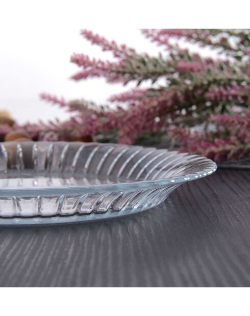 6 piatti in vetro trasparente - D.16 cm