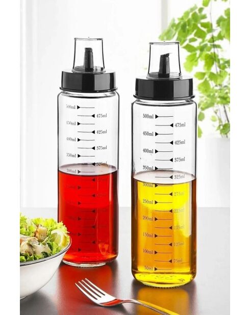 2 transparante oliedispensers - 500 ml