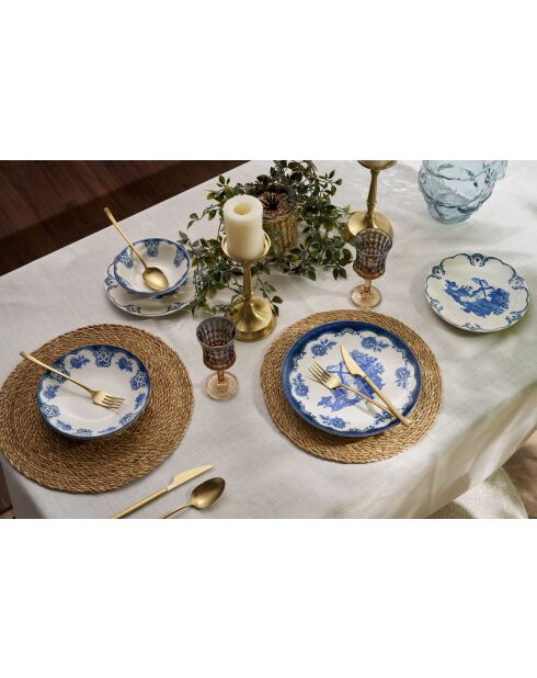 Servizio da tavola bianco/blu - 24 pezzi