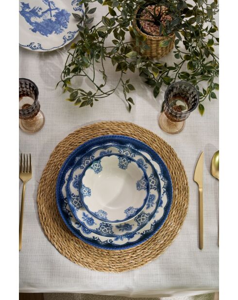 Servizio da tavola bianco/blu - 24 pezzi