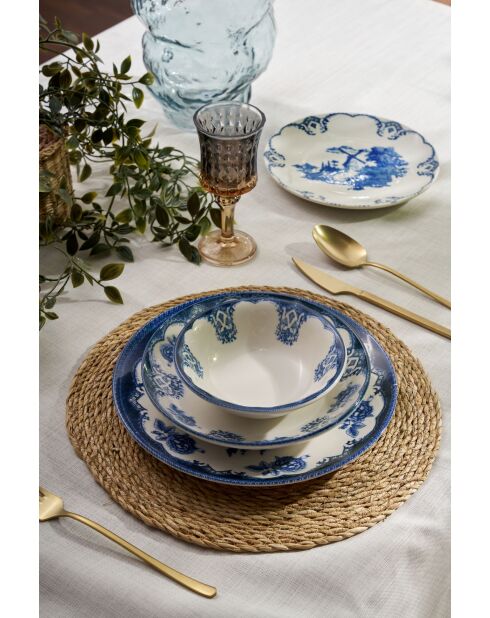 Servizio da tavola bianco/blu - 24 pezzi