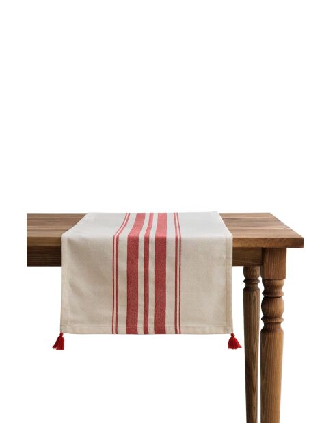 Chemin de table blanc/rouge - 50x150 cm