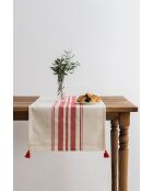 Chemin de table blanc/rouge - 50x150 cm