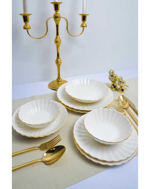 Service de table blanc/or - 24 pièces