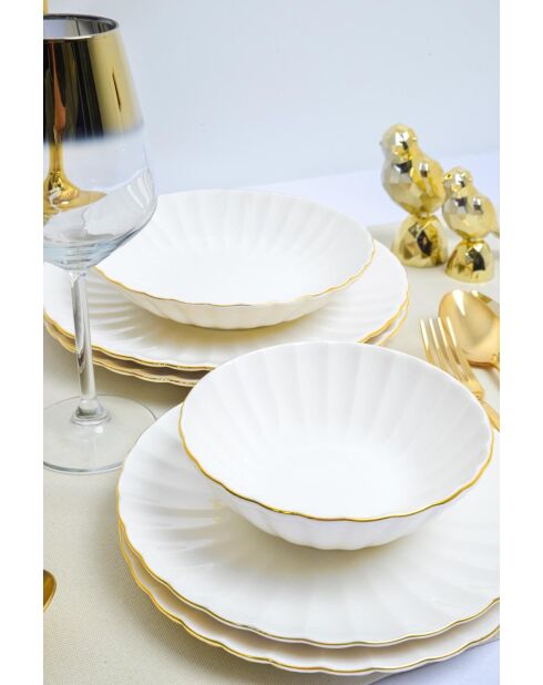 Service de table blanc/or - 24 pièces