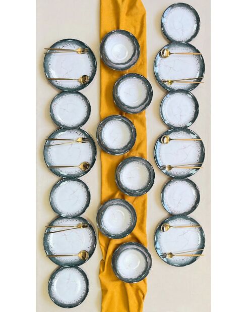 Service de table blanc/anthracite - 24 pièces