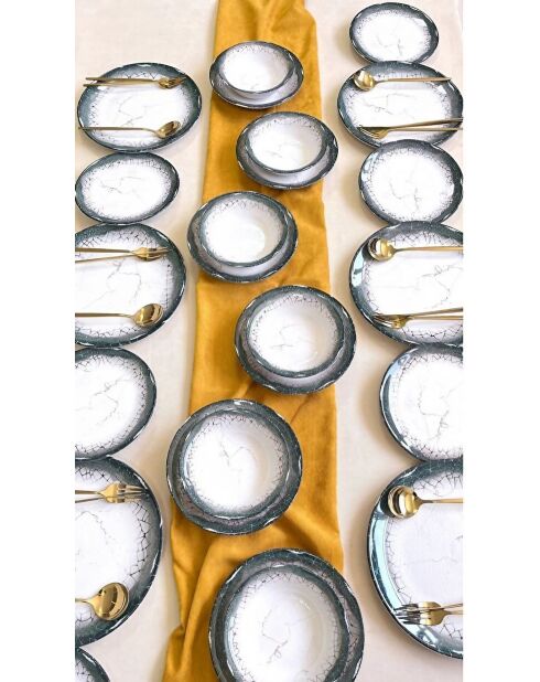 Service de table blanc/anthracite - 24 pièces