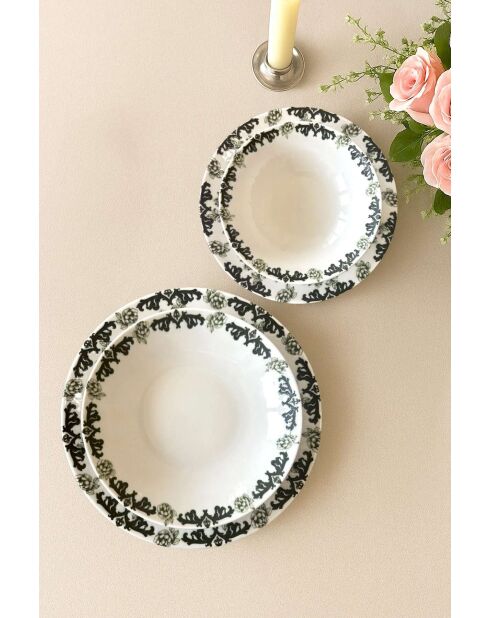 servizio da tavola kaki/menta - 24 pezzi