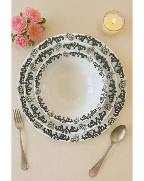 servizio da tavola kaki/menta - 24 pezzi