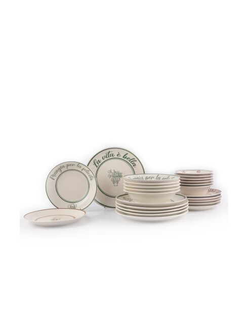 Servizio da tavola rosso/verde - 24 pezzi