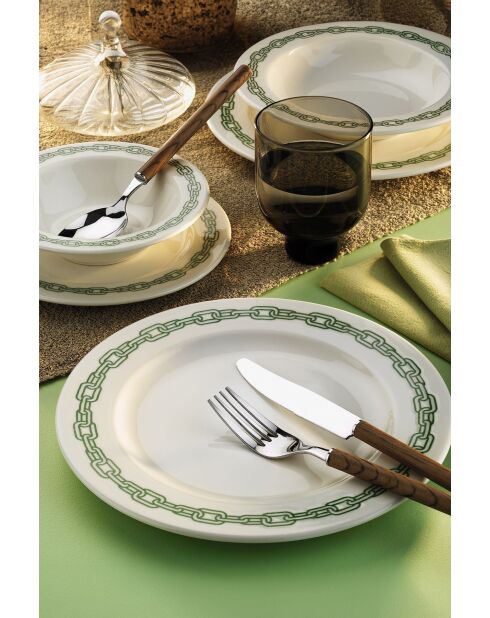 Service de table blanc/vert - 24 pièces
