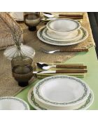 Service de table blanc/vert - 24 pièces
