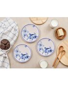 6 piatti da dessert blu/bianchi - D.19,3 cm