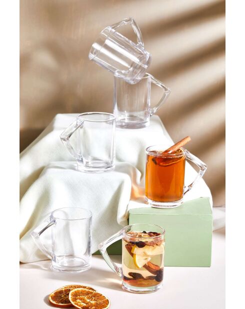 6 verres à poignée transparents - 240 ml