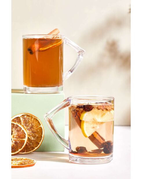 6 verres à poignée transparents - 240 ml