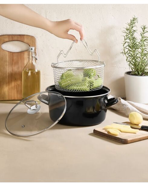 Fornello nero con cestello di cottura - 3,5 L