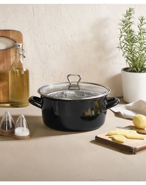 Fornello nero con cestello di cottura - 3,5 L