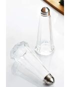 Lot de salière et poivrière en verre transparentes - 4x4x11 cm