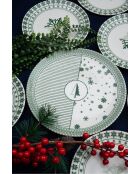 7 platos para servir blancos/verdes - D.25 cm